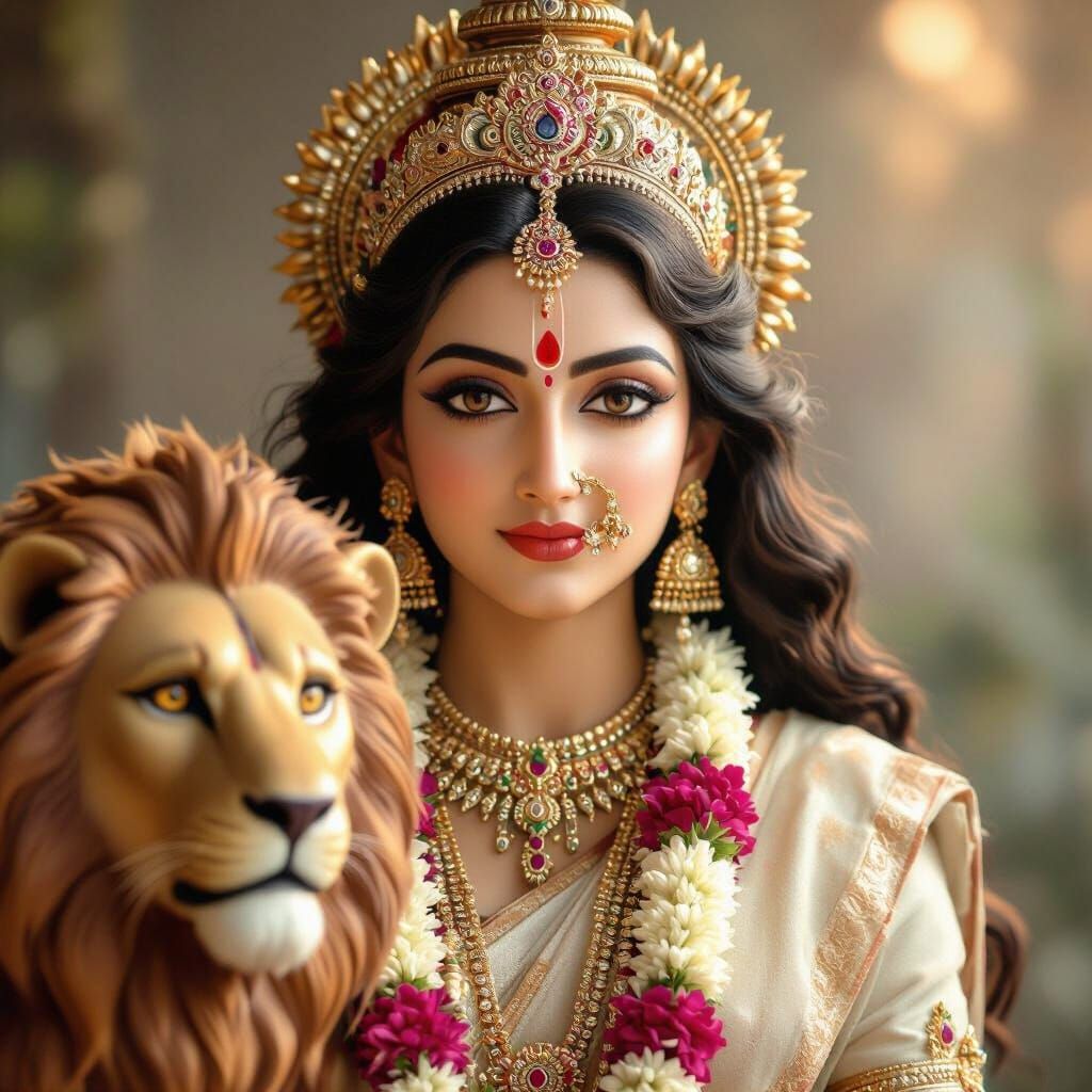 Serene Goddess Durga in Soft Studio Lighting