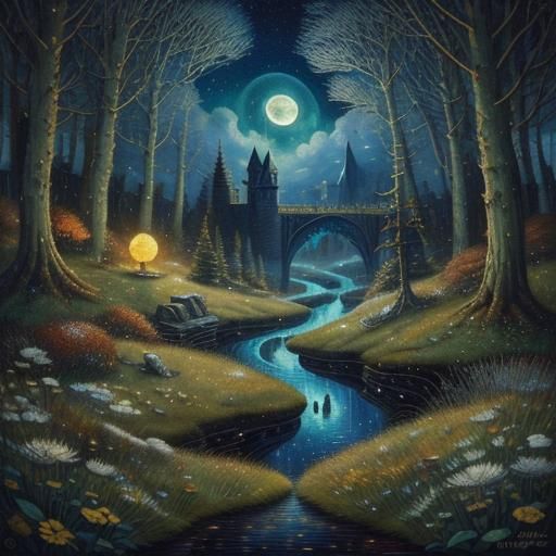 Mythological Moon Dreams in Vintage Storybook Style
