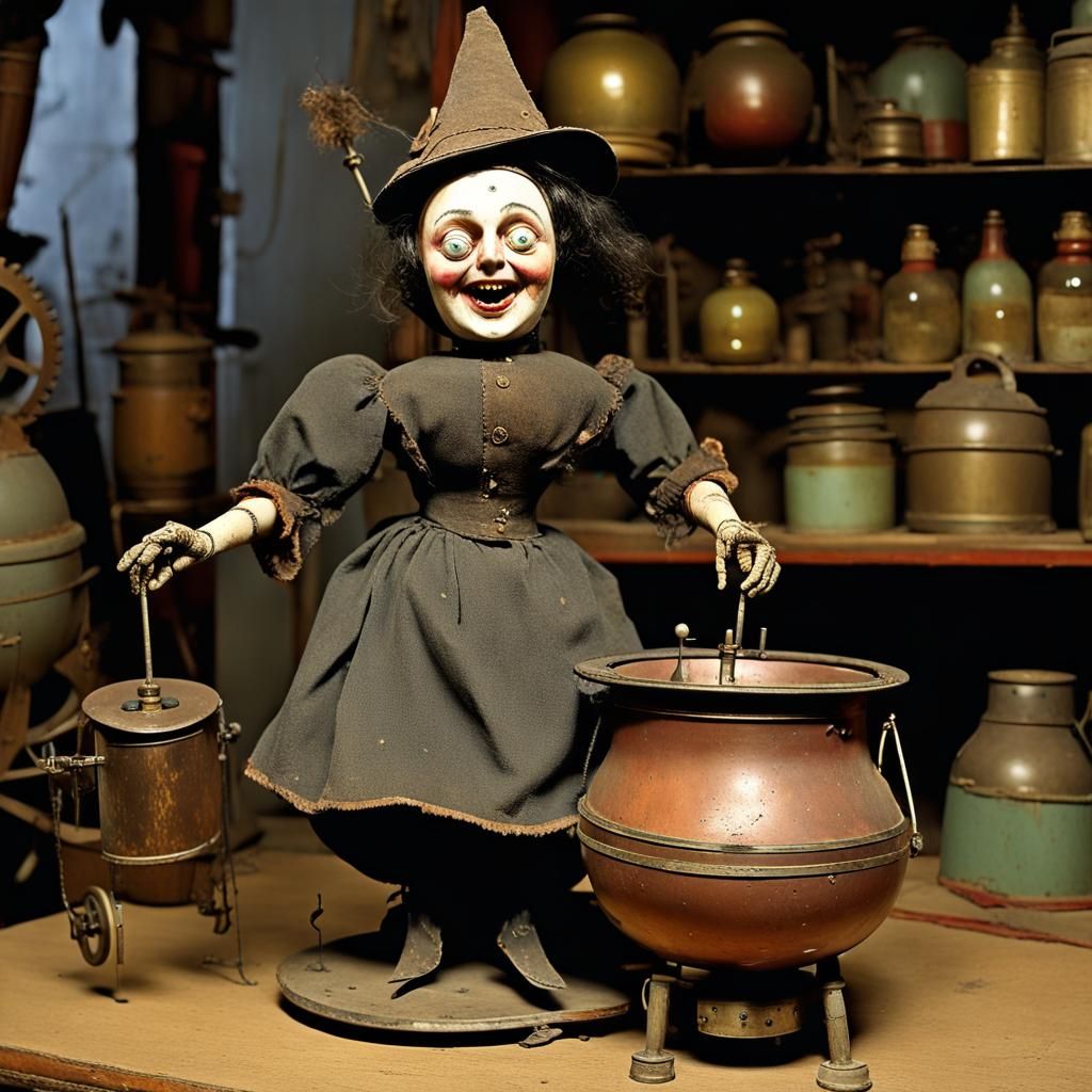 freaky dancing witch antique automaton