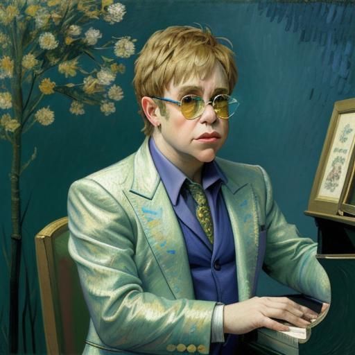 Elton John Portrait in Van Gogh Style
