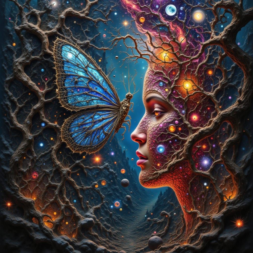 Barbed Bronze Butterfly in Wire Art Maze