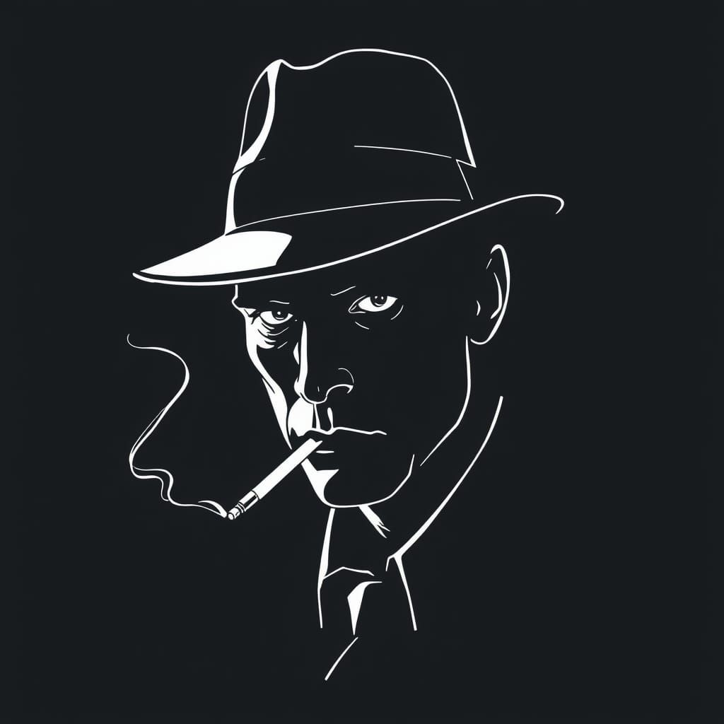 Chiseled Detective in Noir Atmosphere