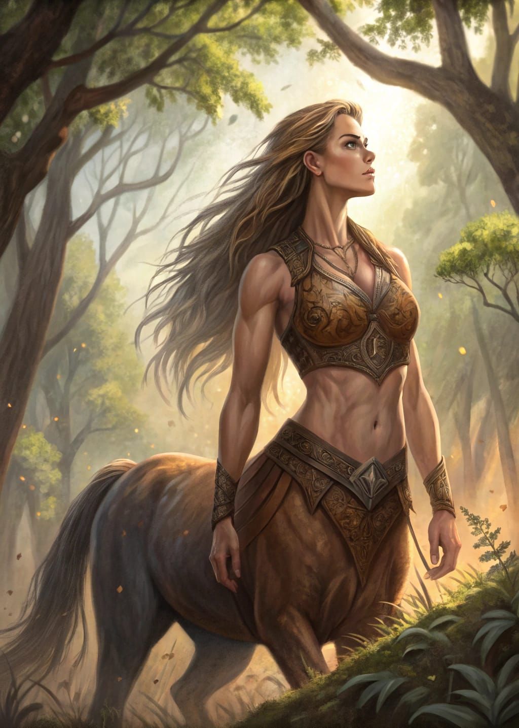 Female Centaur in Earthy Leather Armor