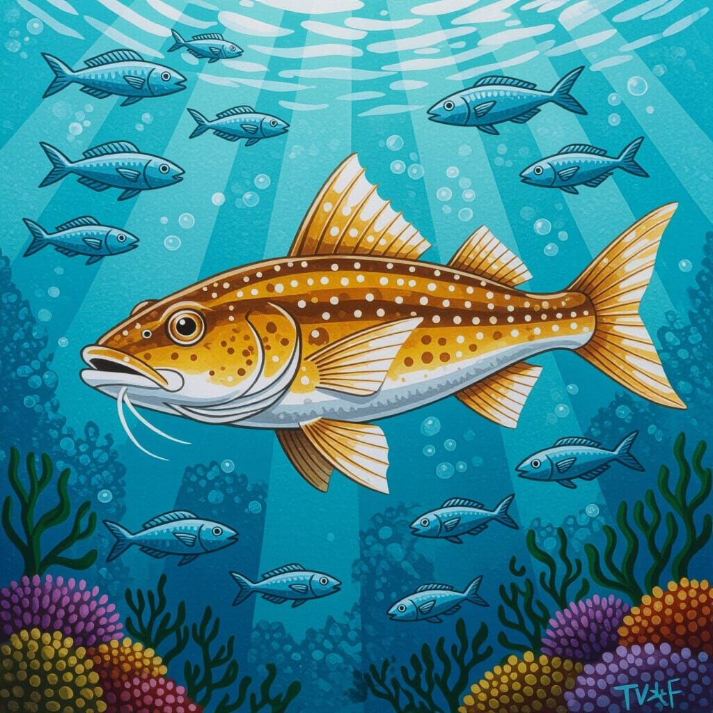 Detailed Gouache Painting of a Ratfish