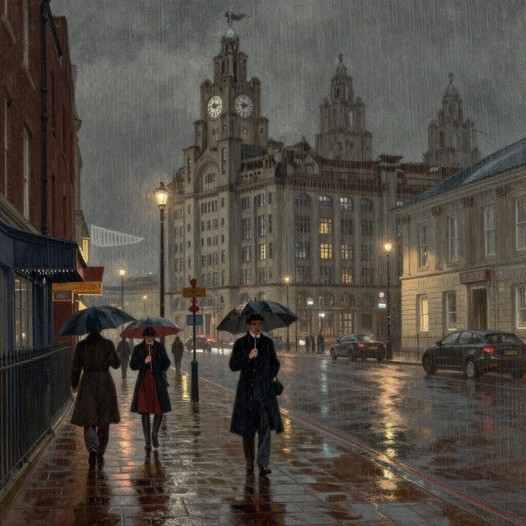 Rainy Victorian Night in Liverpool