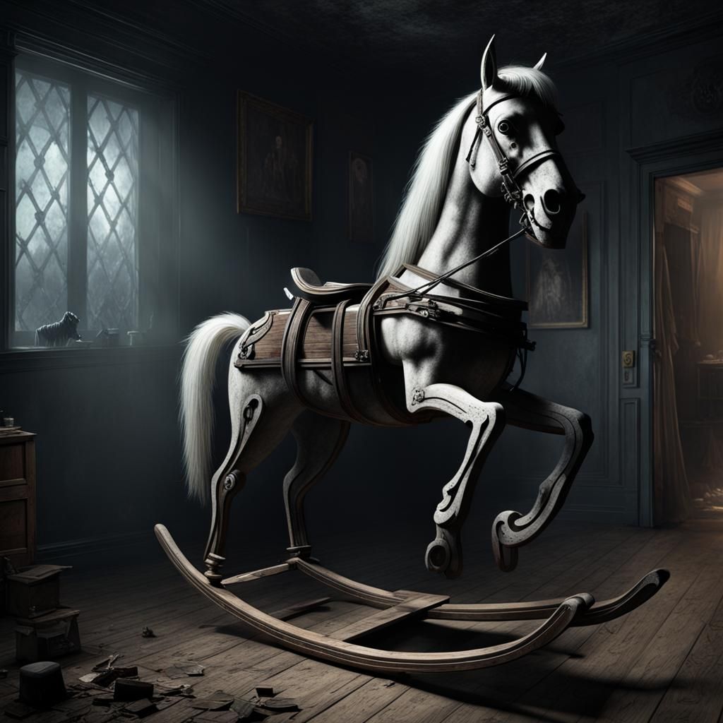 Gothic Rocking Horse in Haunted House