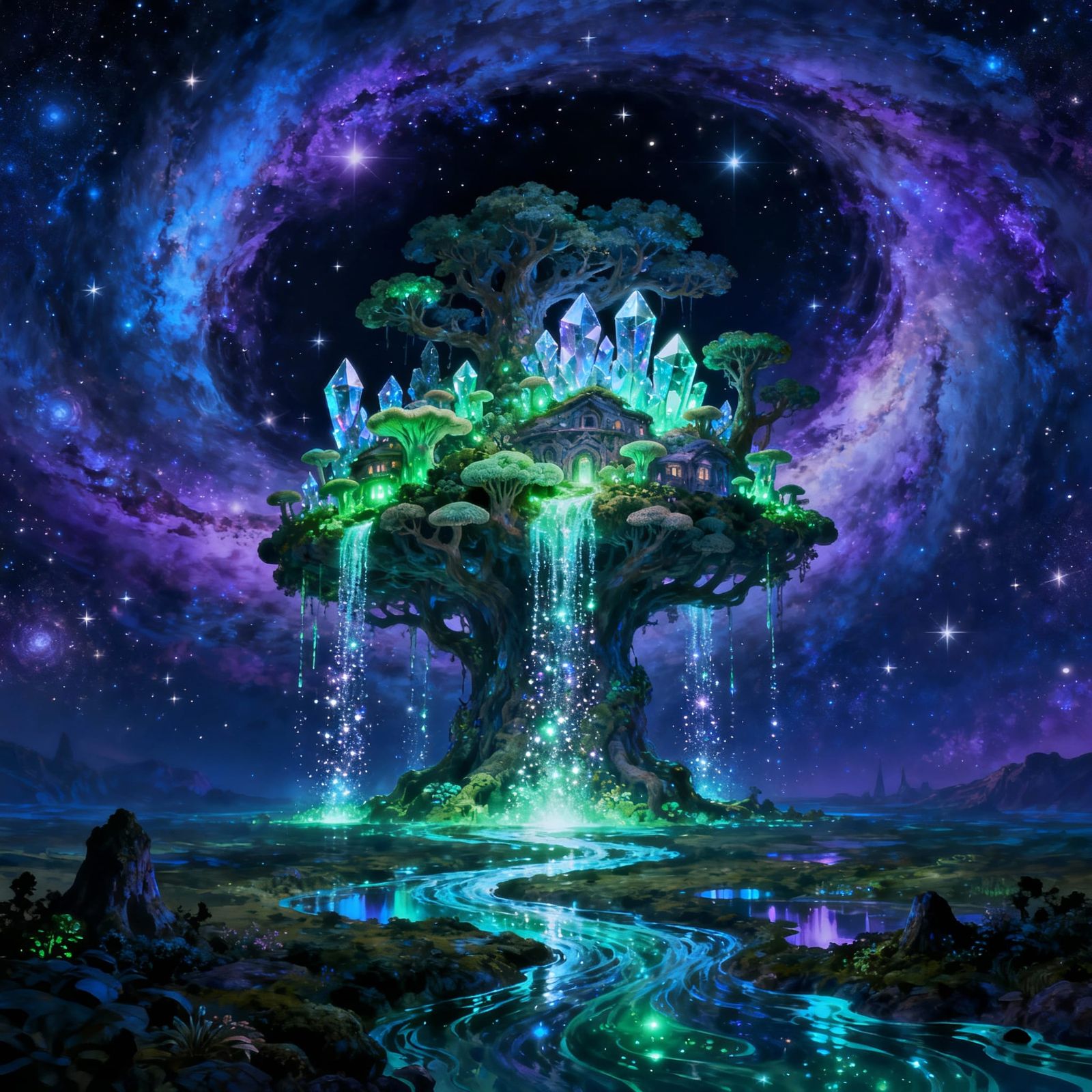 Colossal Ancient Treehouse Floats in Cosmic Nebula