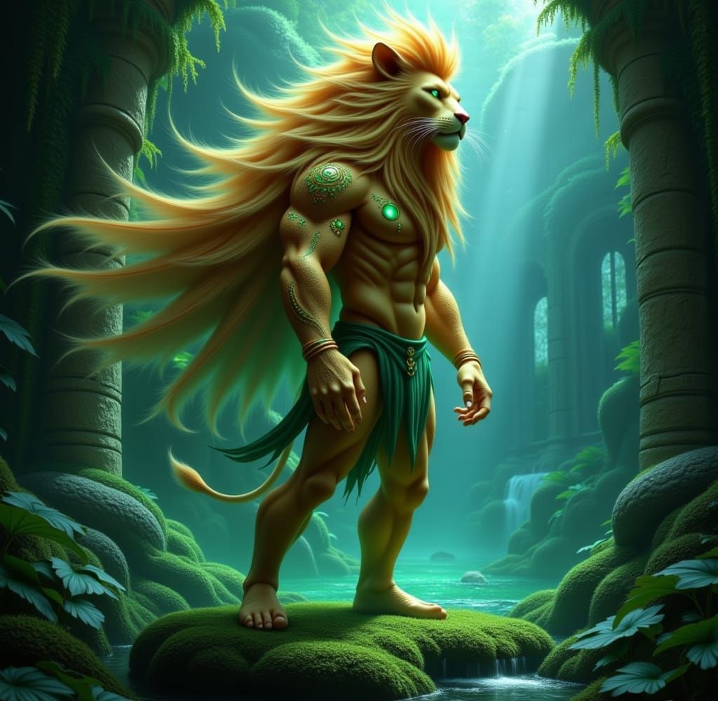 Otherworldly Lion-Human Hybrid