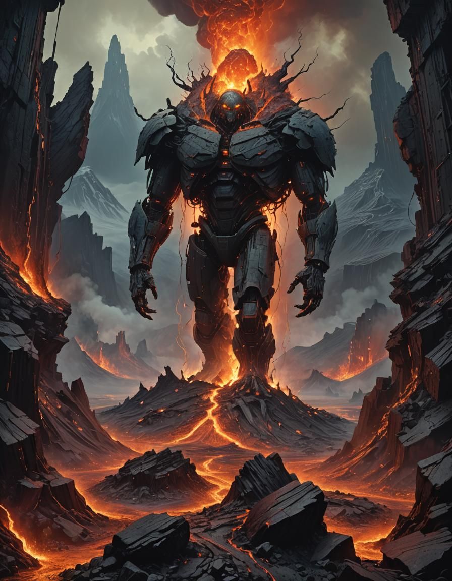 Molten Titan Unveiled: Lava Wings in Volcanic Heart