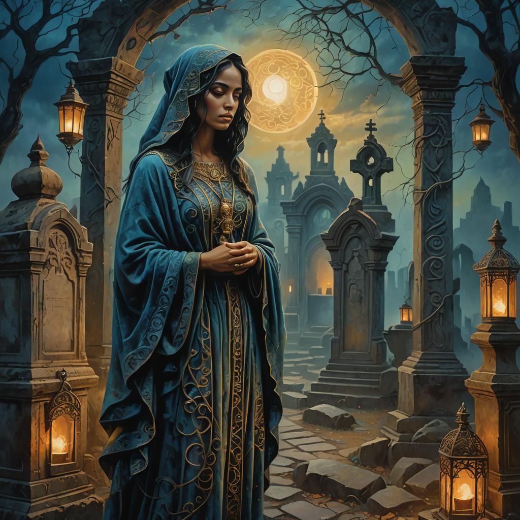 Ethereal Woman in Graveyard: Latin American Surrealism