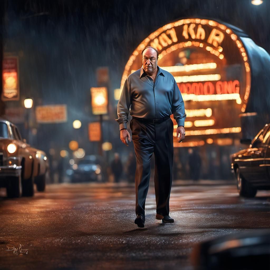 Tony Soprano in Bada Bing: Hyperrealistic Portrait