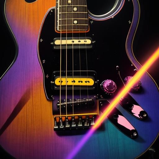 Colorful Guitar with Detailed Background in HDR