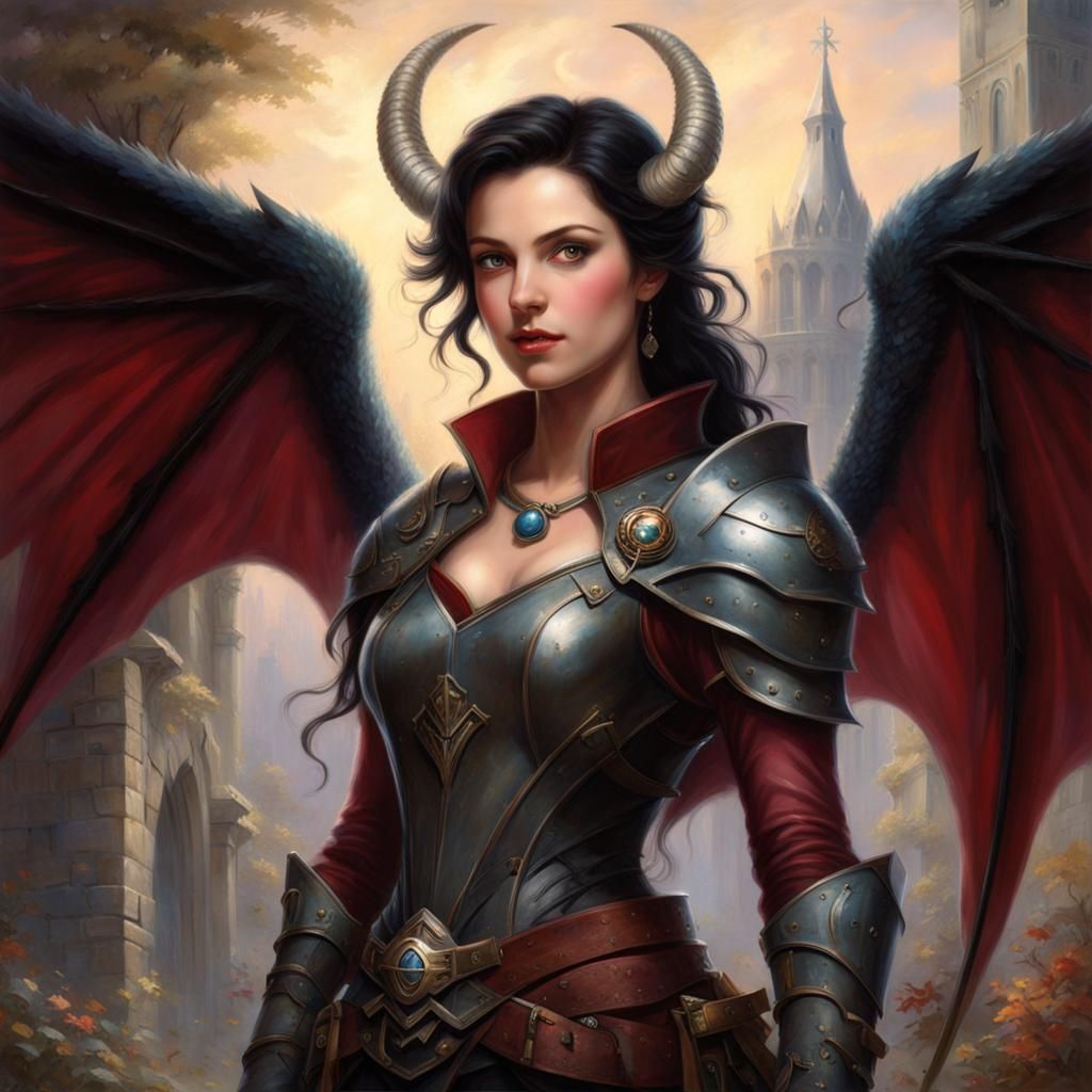 Ethereal Dragon Woman in Ruined Church