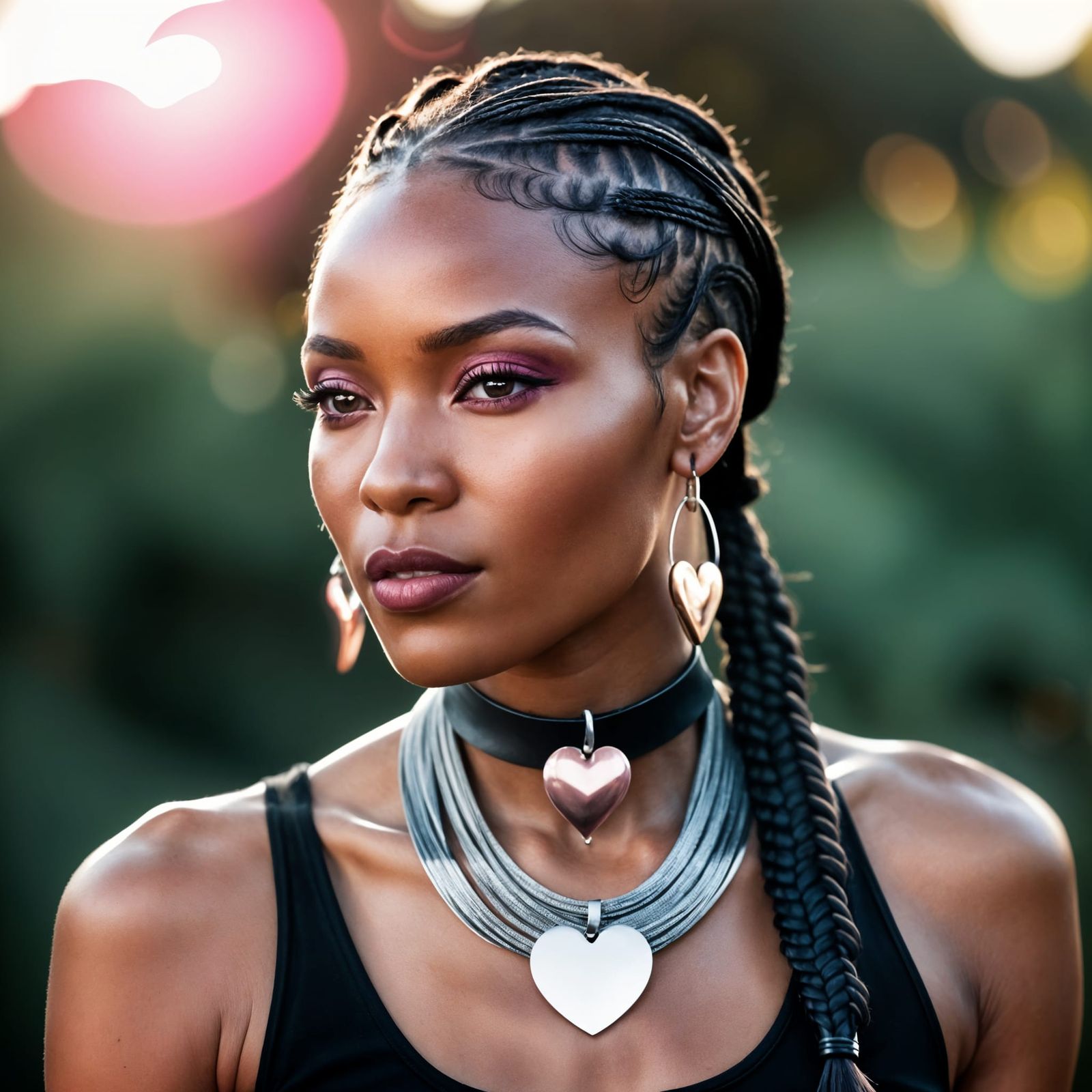 Ebony Beauty with Silver Heart Pendant