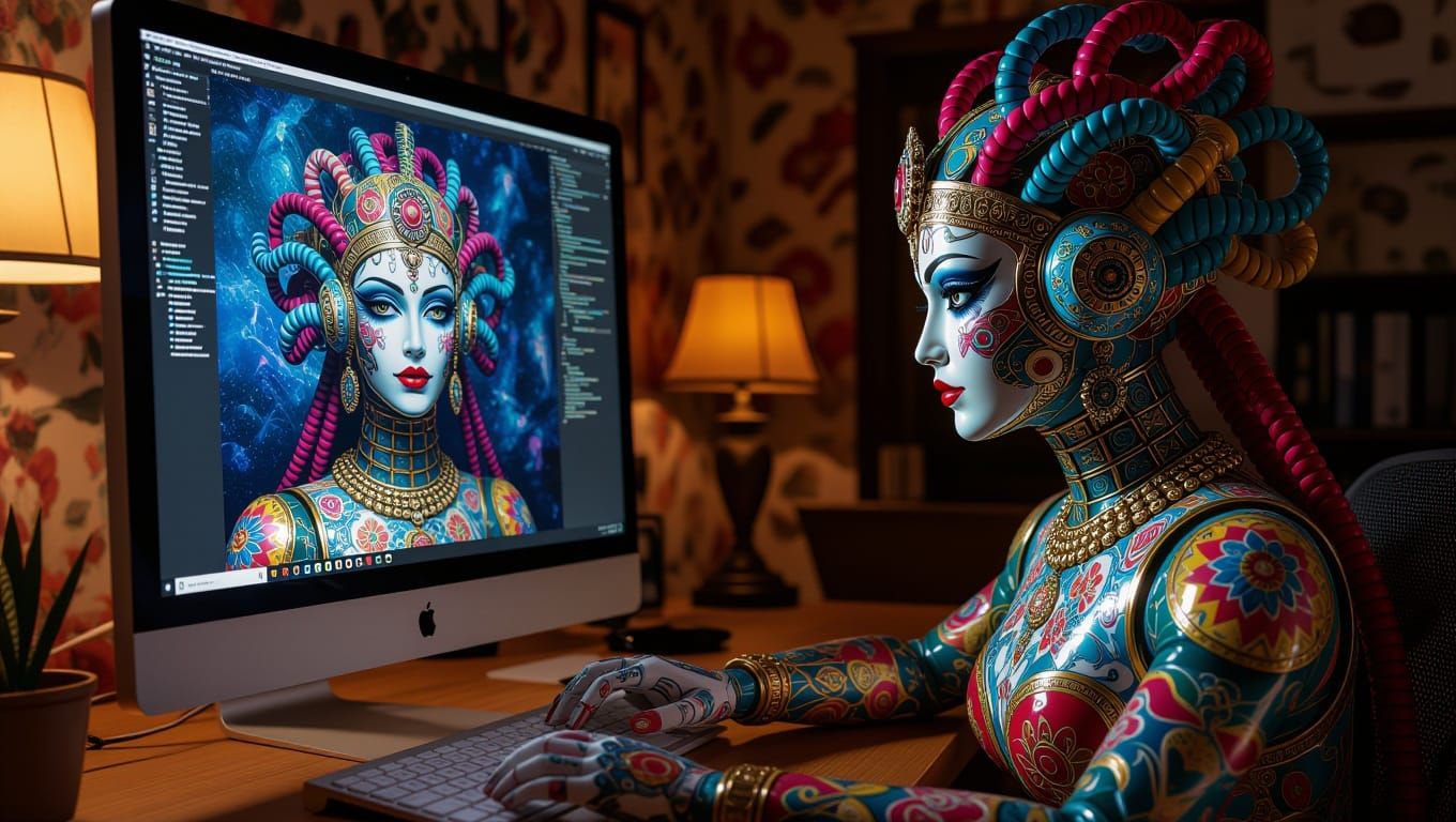 Medusa Cyborg in Chiaroscuro Lighting