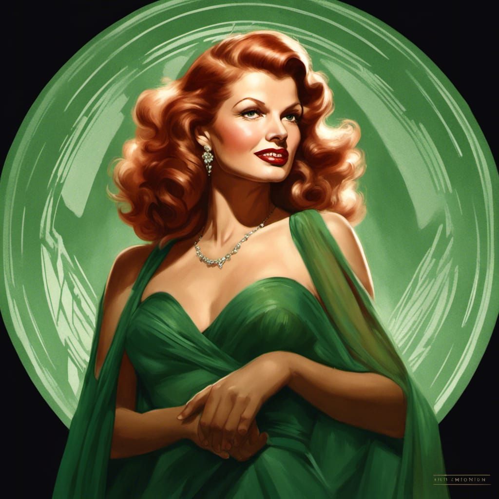 vintage drawing of Rita Hayworth from the movie: Gilda, beau...