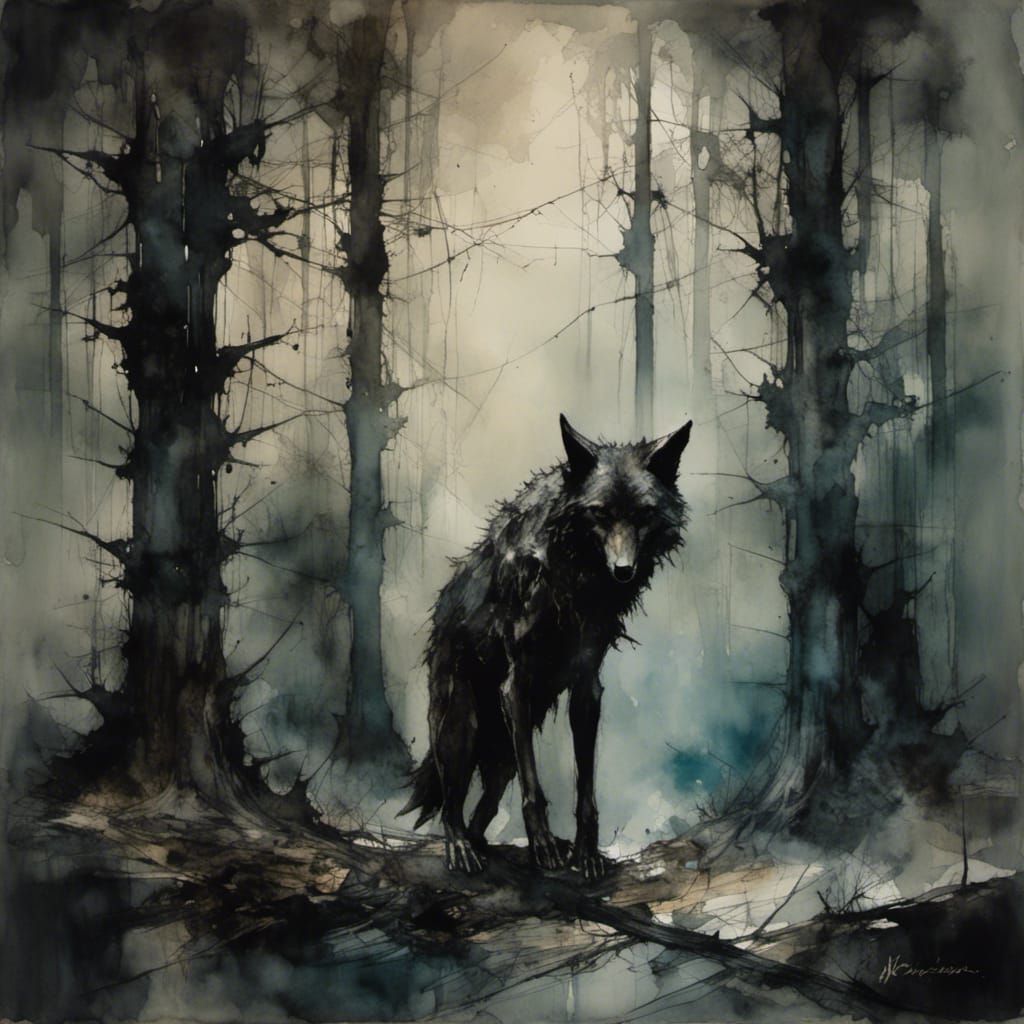 Nightmarish Werewolves in a Dark Forest