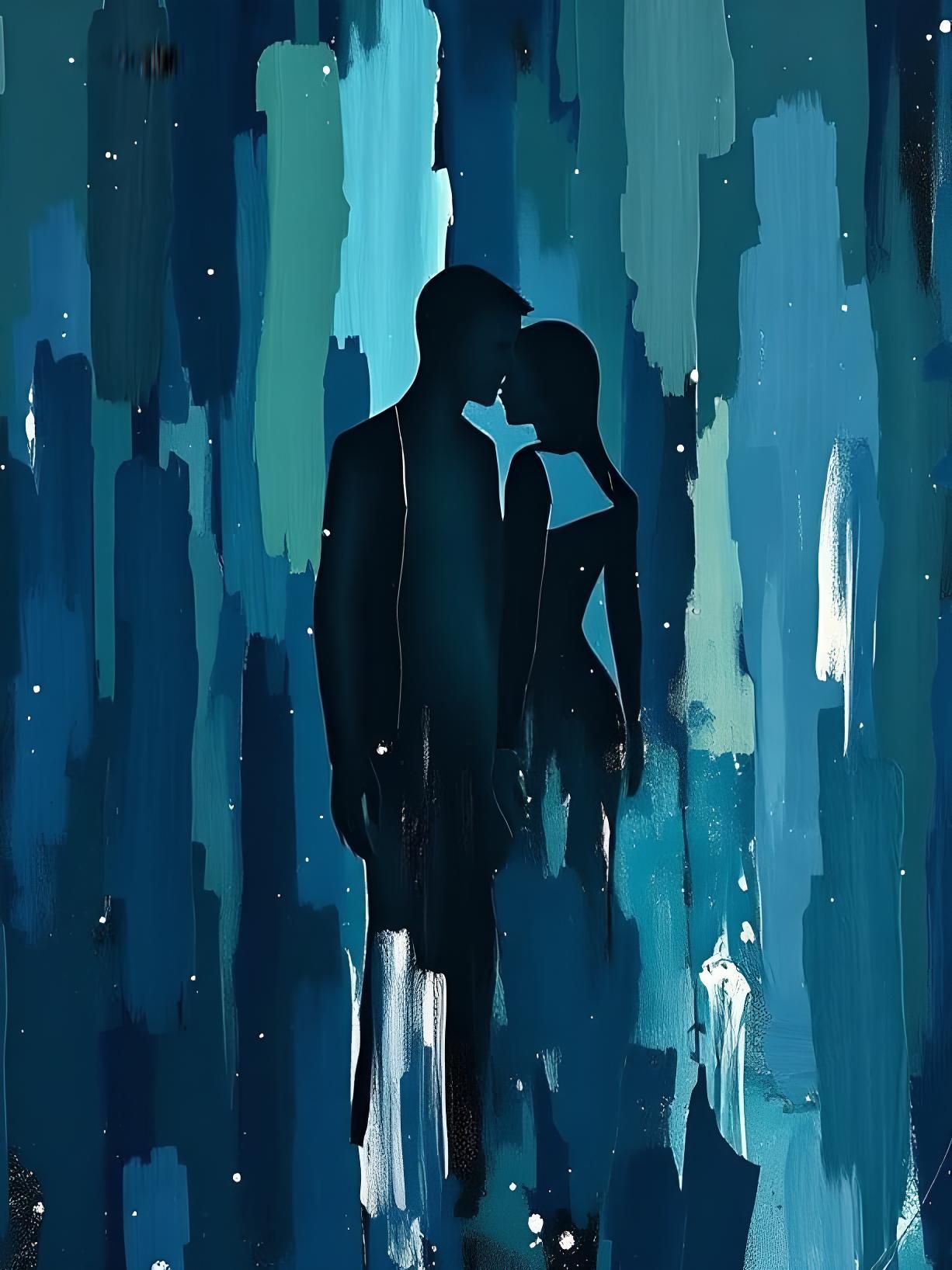 Abstract Night Sky in Expressive Brushstrokes