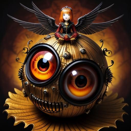 Surreal Birdhouse with Eyeballs and Teeth