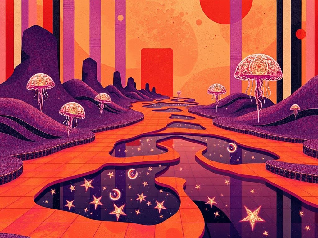 Surreal Landscape of Infinite Roadmap to Adventure in Citysc...