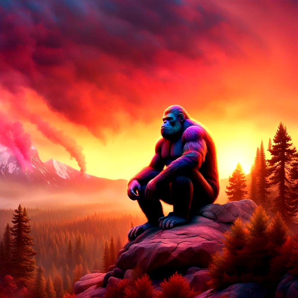 Realistic Bigfoot on Psychedelic Peyote Trip