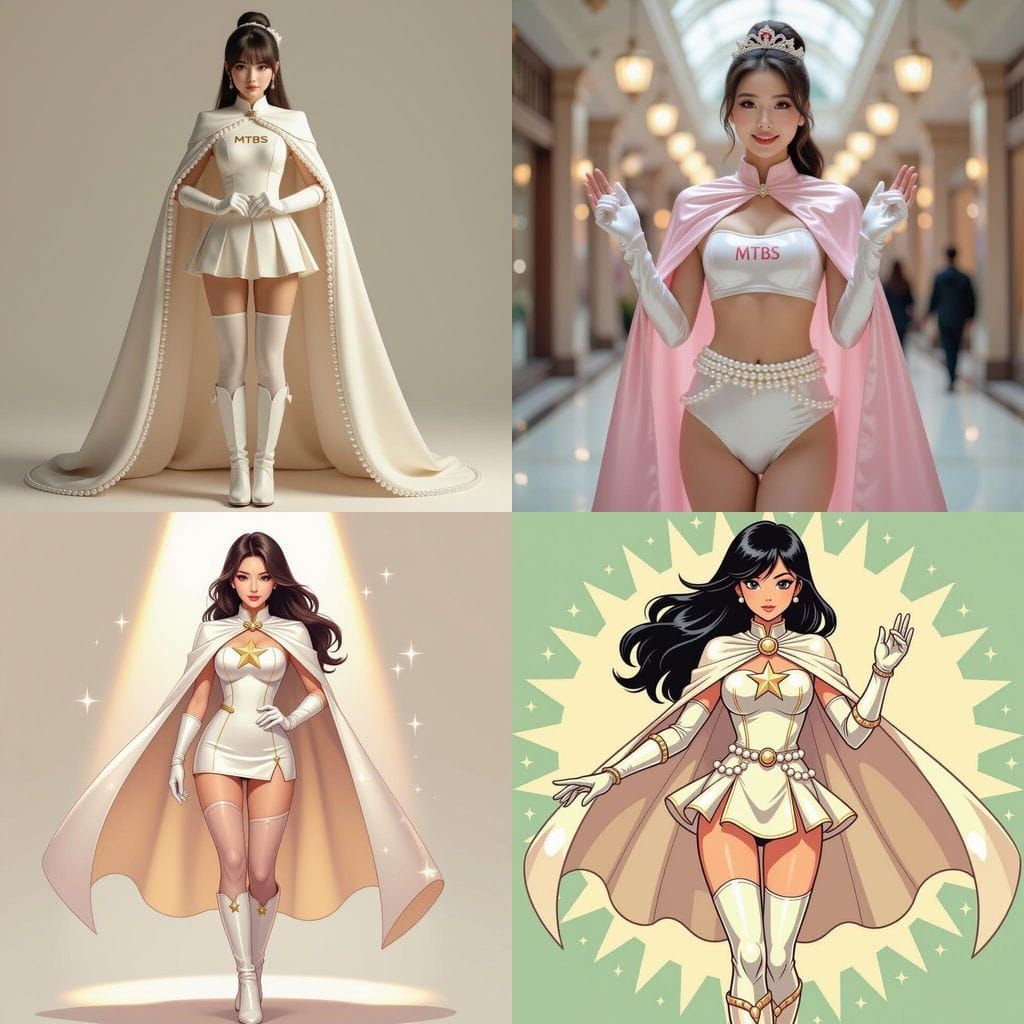 Chinese Student Superheroine in Pearl Milk Tea Uniform