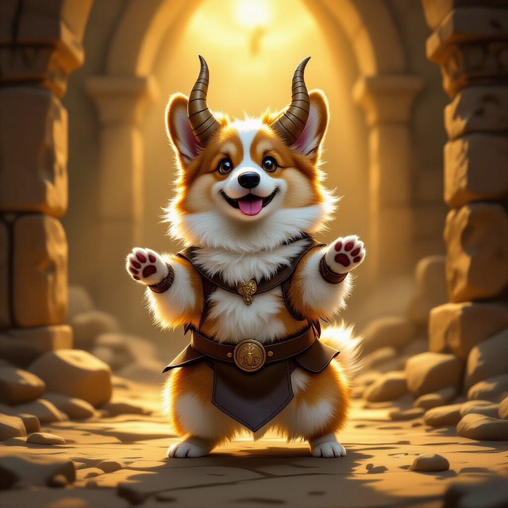 A little dog disguised itself to look like a minotaur