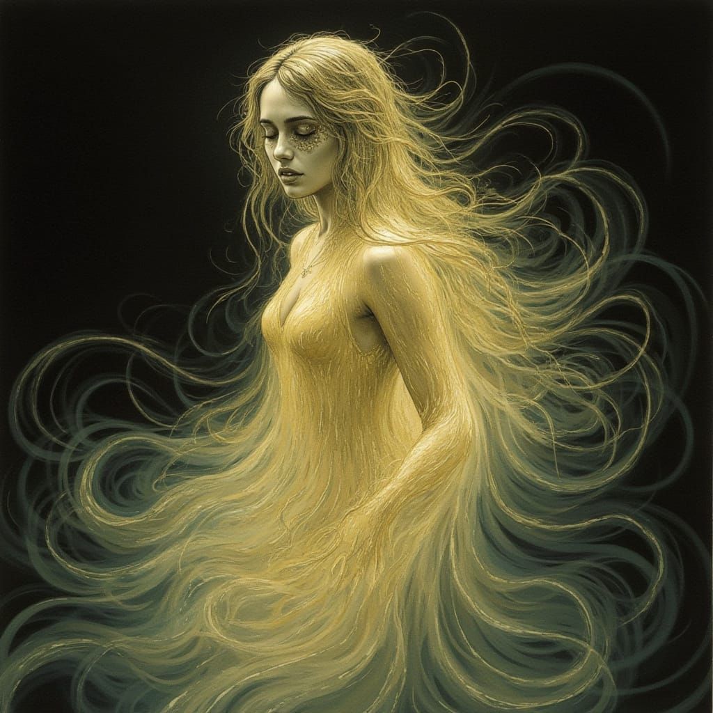 Adorable Glowing Creature in Gothic Lace Veil