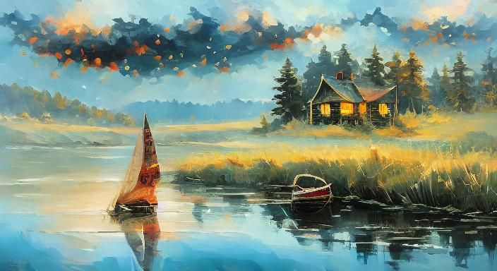 Autumnal Objects in Oil Painting Style