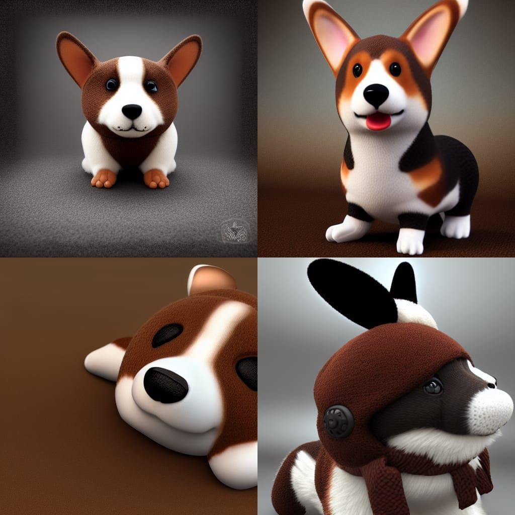 Realistic Corgi Beanie Boo: Detailed Matte Painting