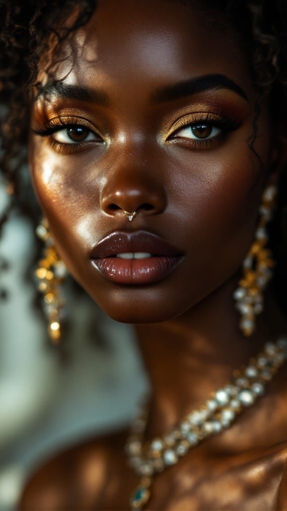Elegant African American Woman in High-End Jewelry