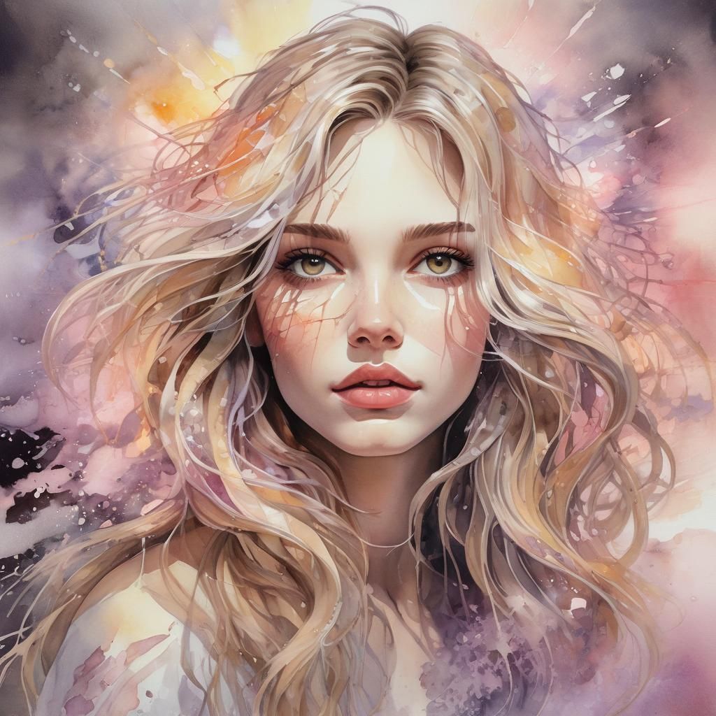 Shattered Mirror Reflection of a Beautiful Woman