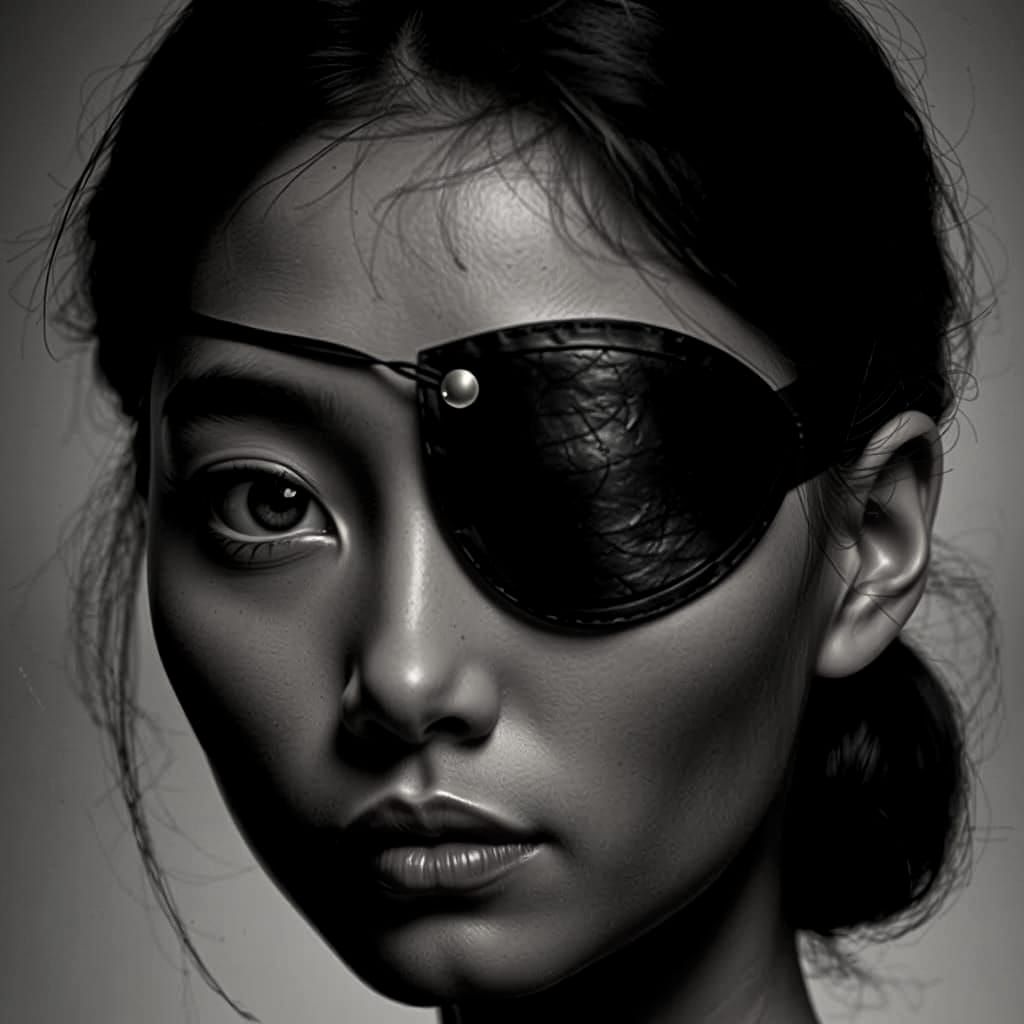 Mysterious Asian Beauty with Leather Eyepatch