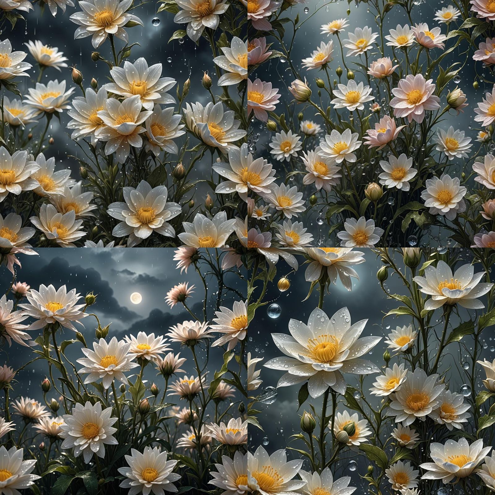 Dew-Kissed Moon Flower in Digital Matte Painting