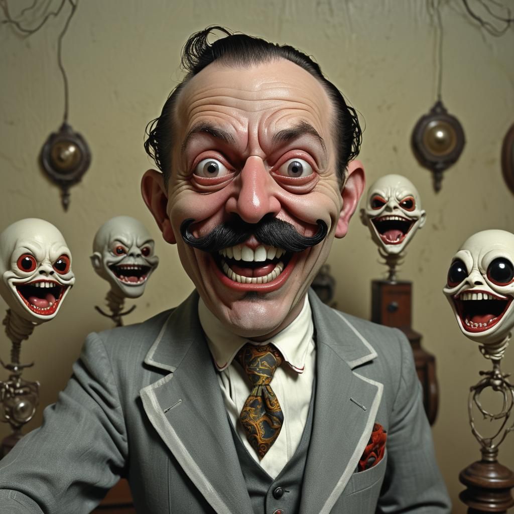 Sinister Laughing Face in Maximalist Gothic Style