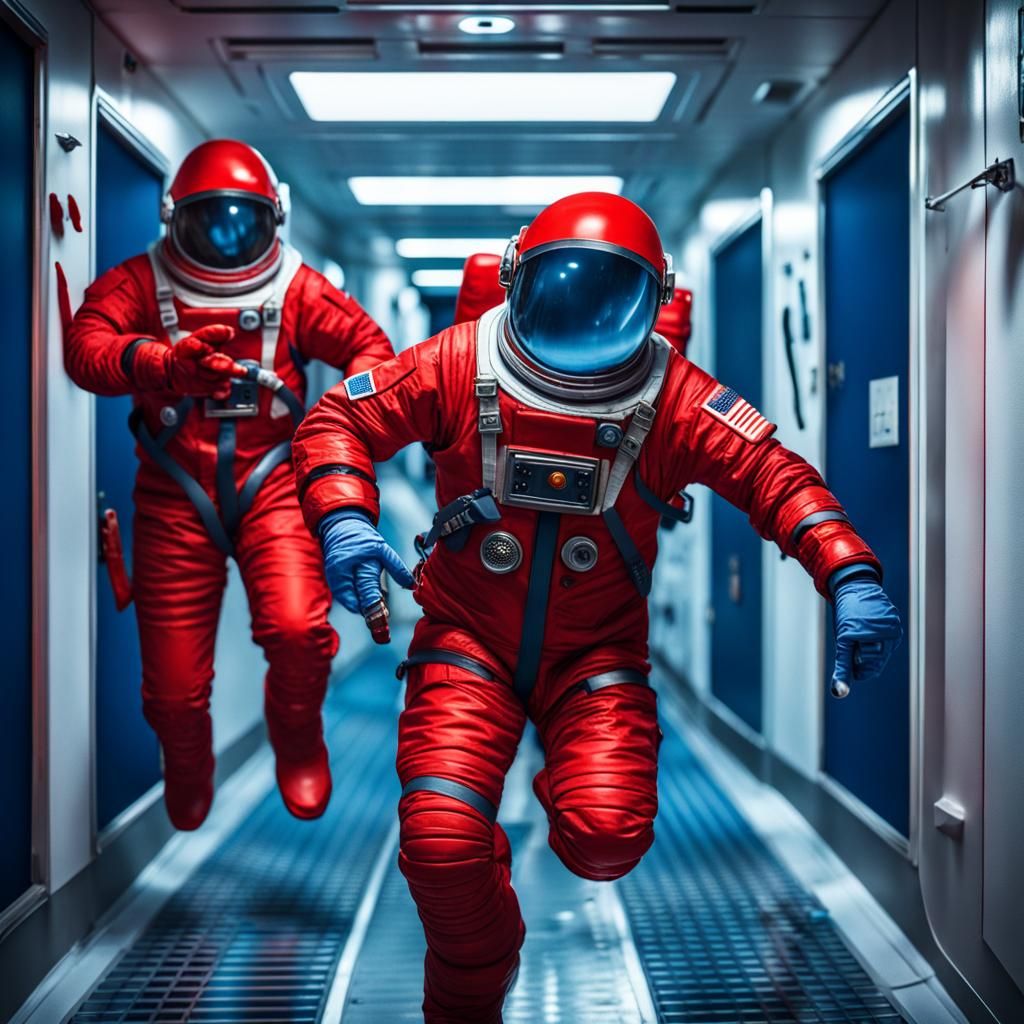 Intense Spaceship Chase Scene in Hyperrealistic Style