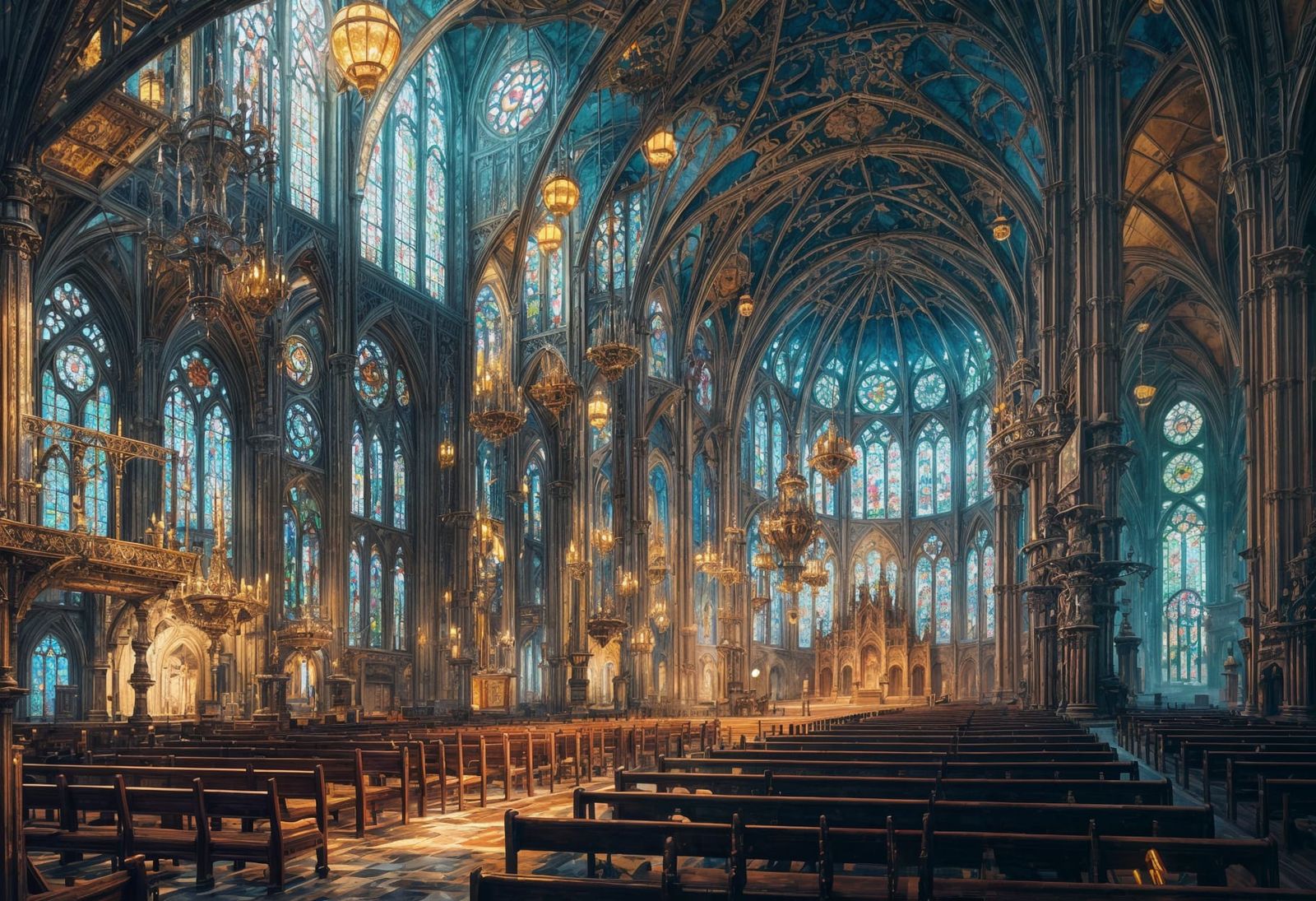 Steampunk Rococo Cathedral in Digital Illustration