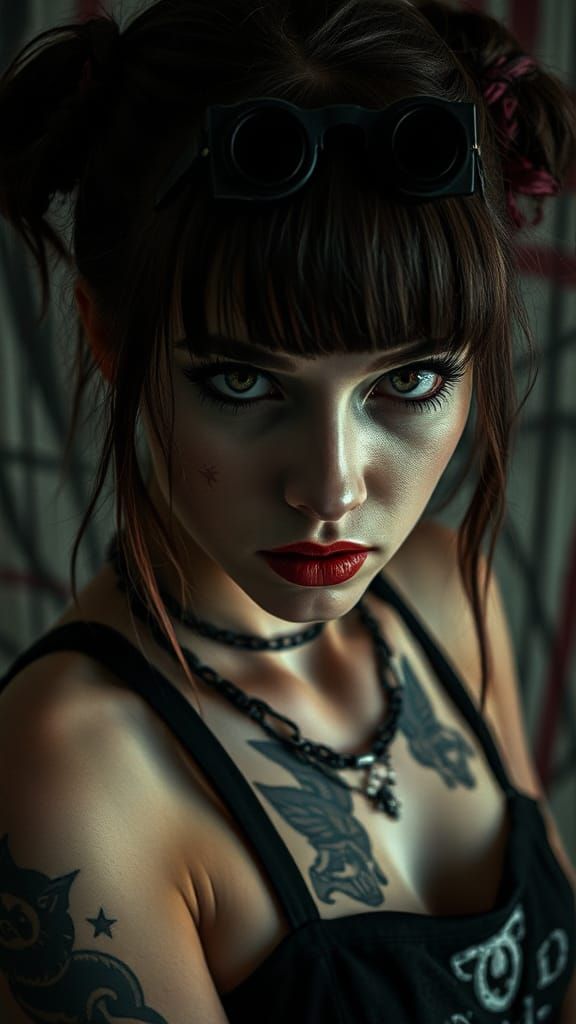 Gritty Dystopian Portrait of a Goth Rocker