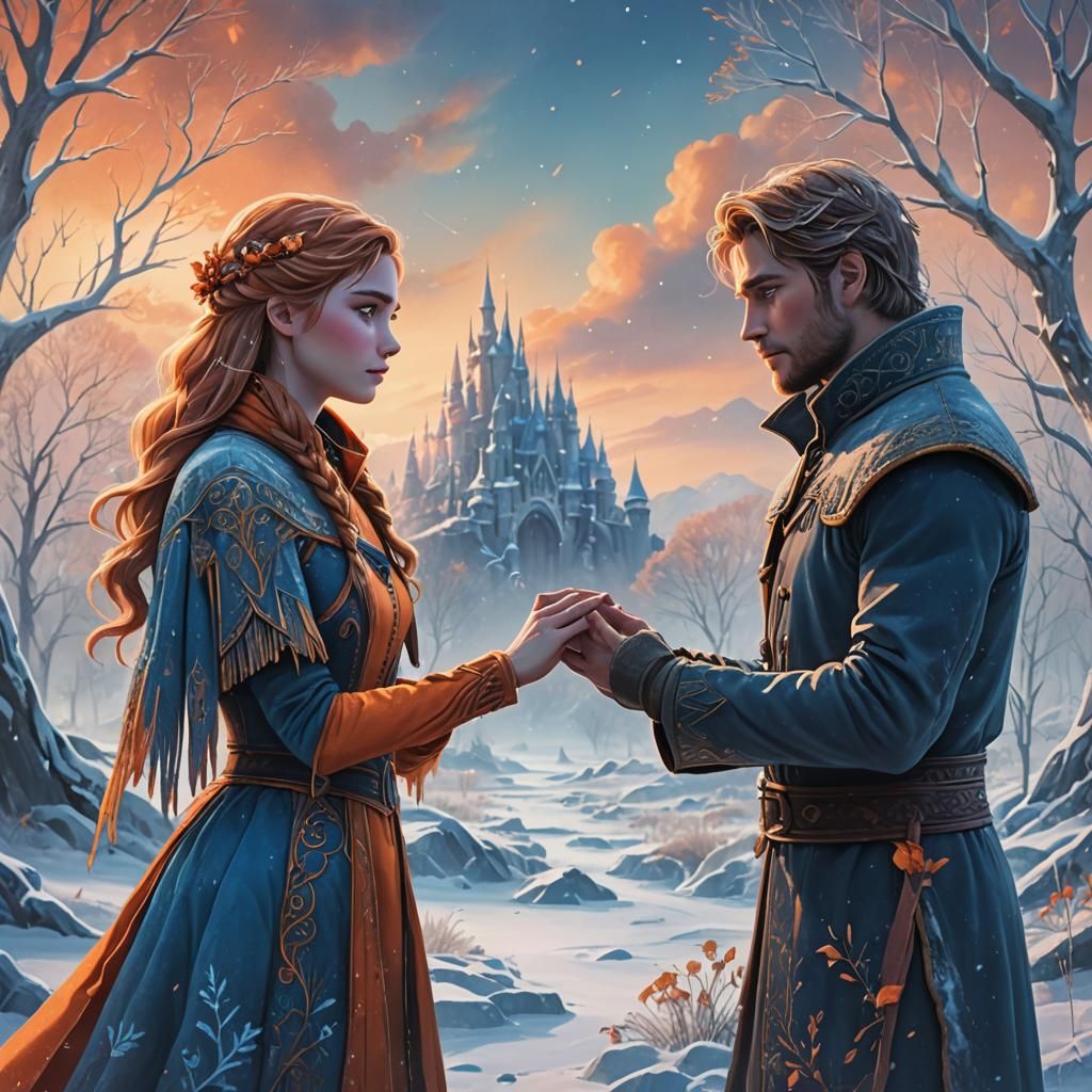 Lovers in Frozen Landscape: Matte Painting