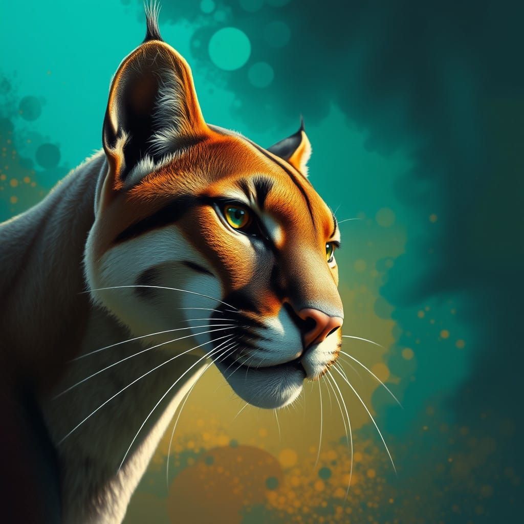 Hyperrealistic Puma in Splashing Colors