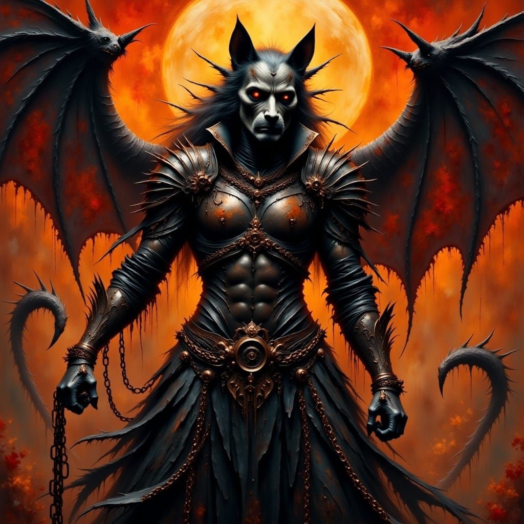 Hellhound in Fiery Underworld: A Gothic Vision