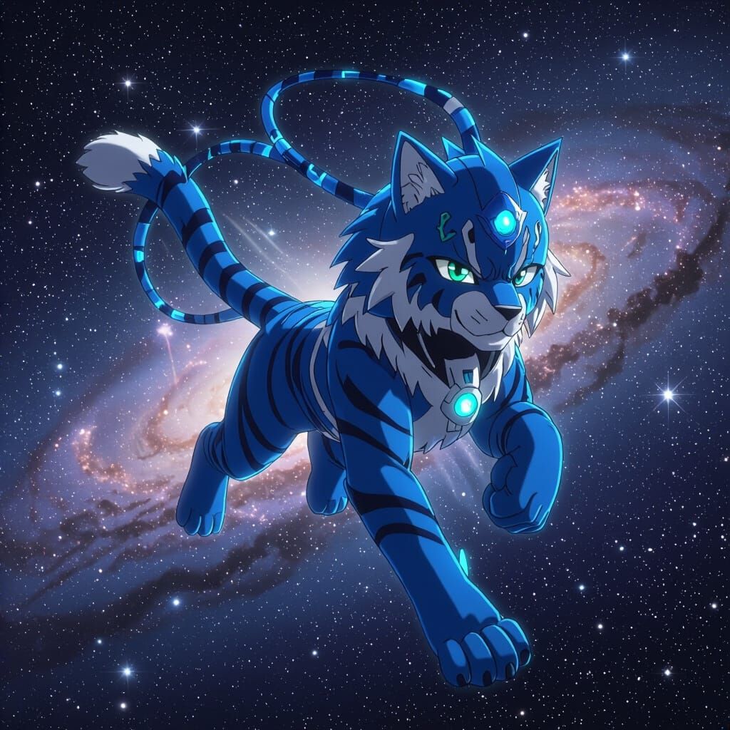 Ultramarine Tiger Races Through Orion Galaxy