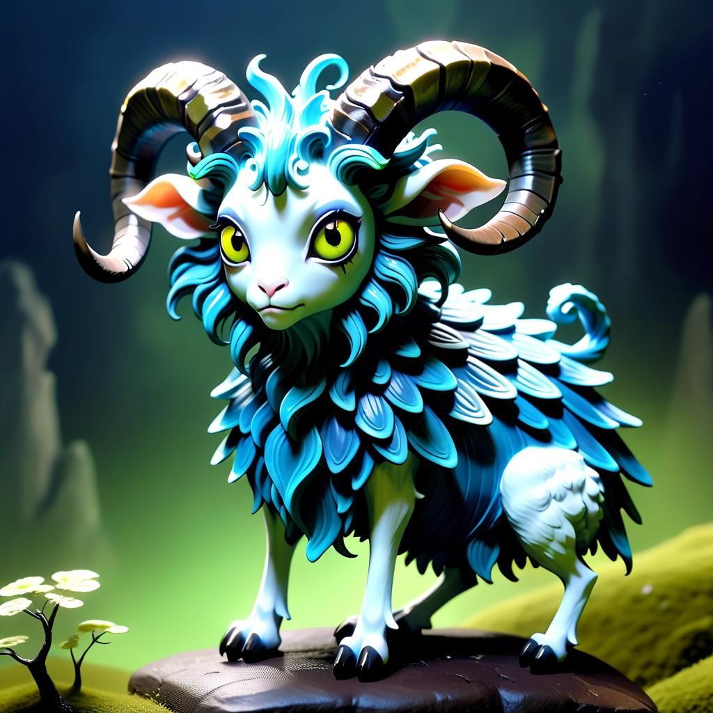 Gothic Fairy with Horns in Burtonesque Style