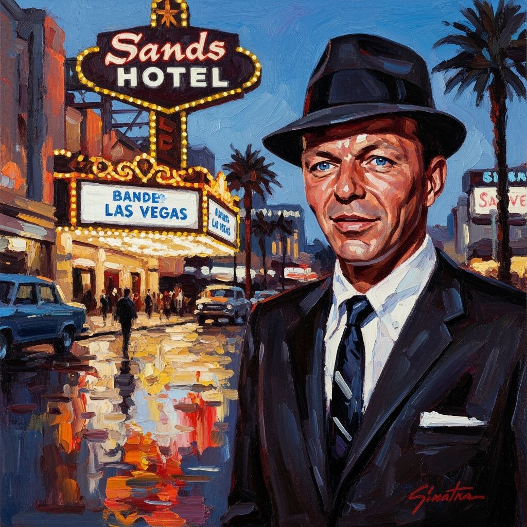 Frank Sinatra in Las Vegas Impressionistic Oil Painting