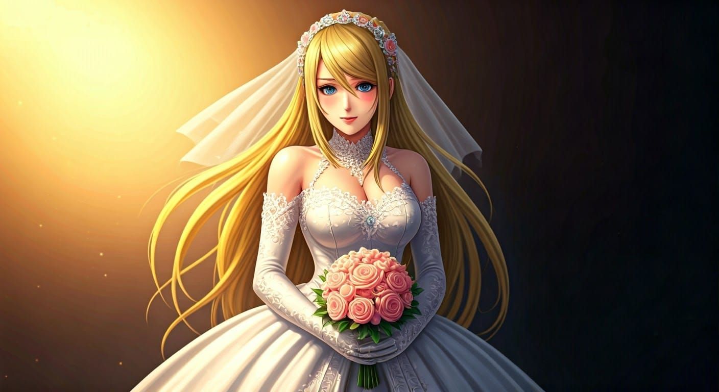 Samus Aran wearing a wedding dress!