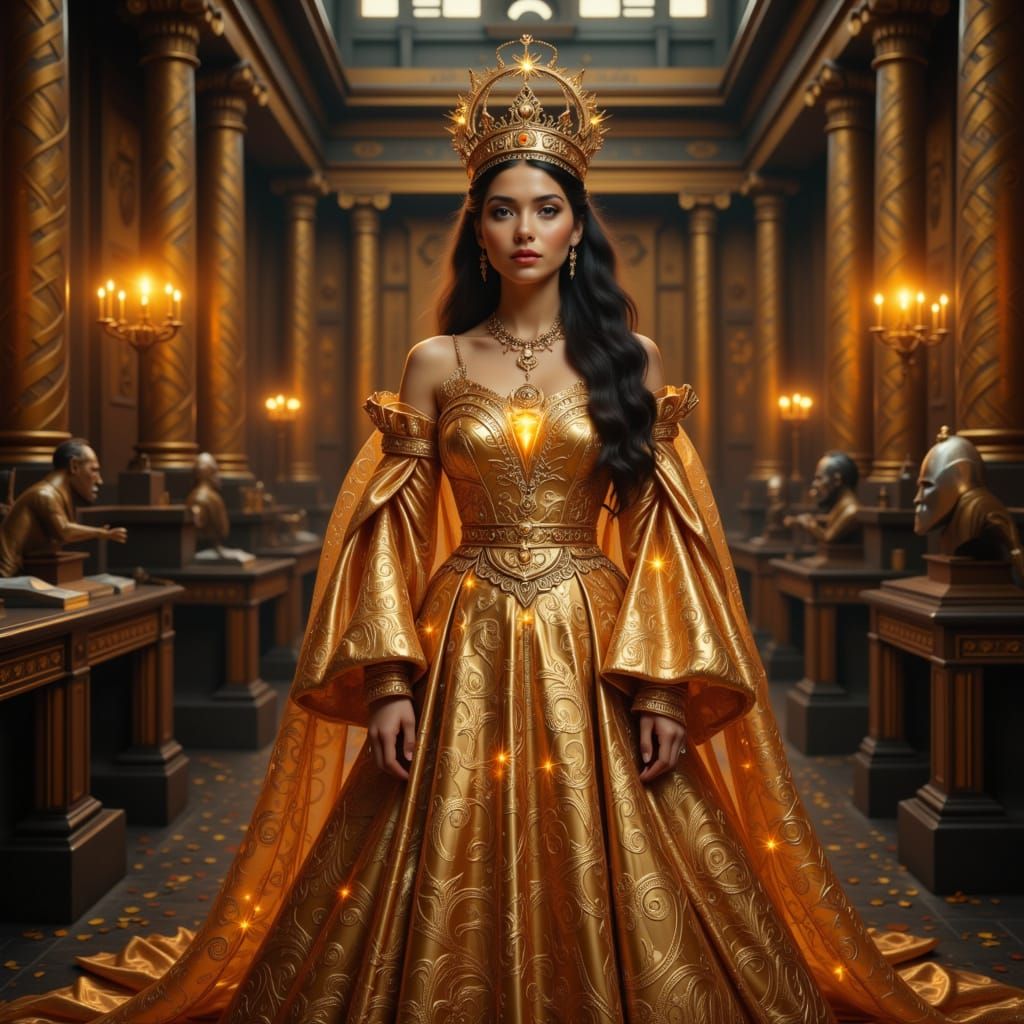 Tsarina Evdokija in Grand Hall with Siberian Artifacts