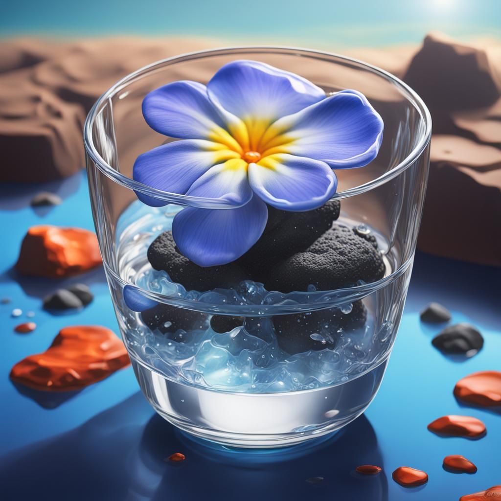 Periwinkle Flower Still Life in Hyperrealistic Style