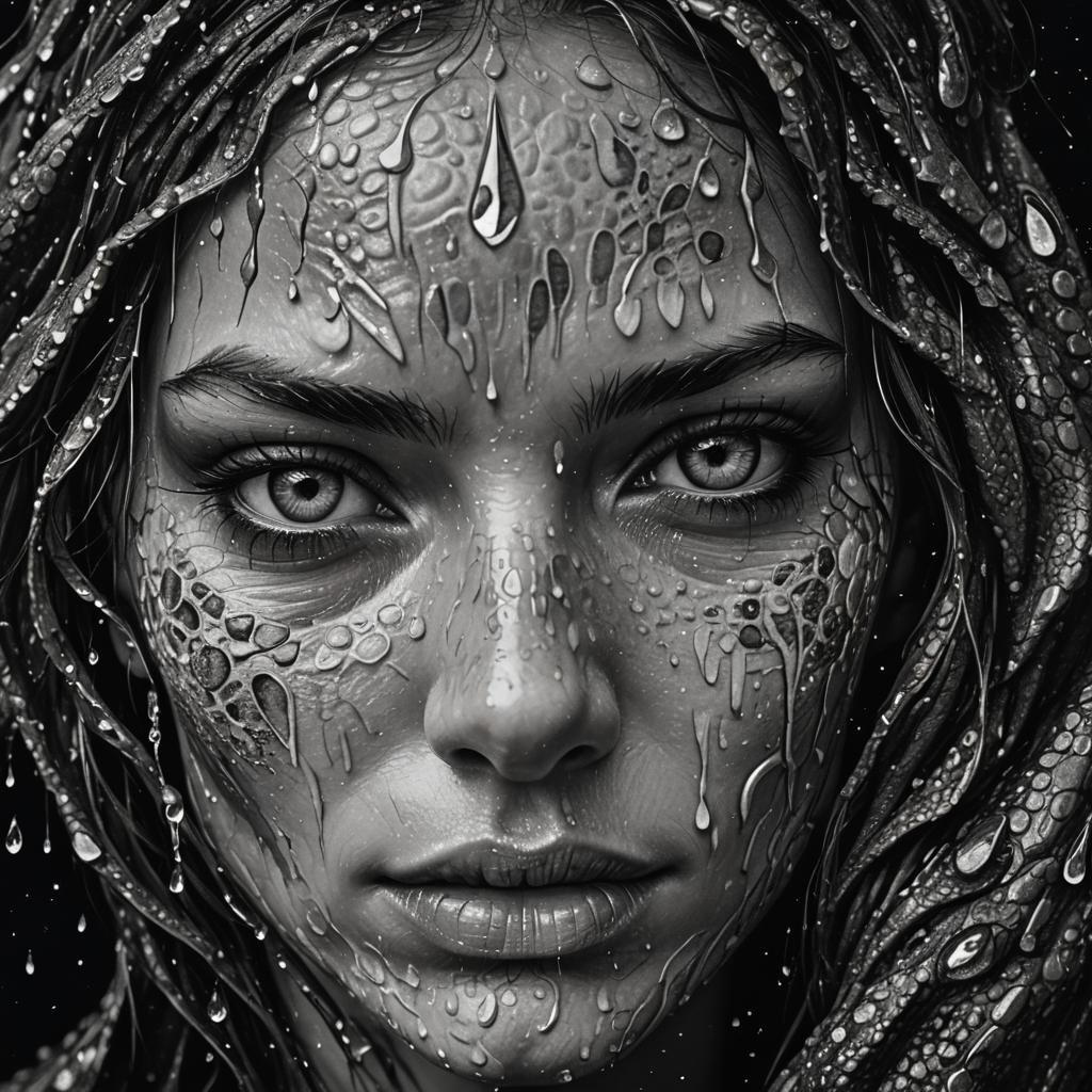 Reptilian Tears: A Hyperrealistic Emotional Portrait