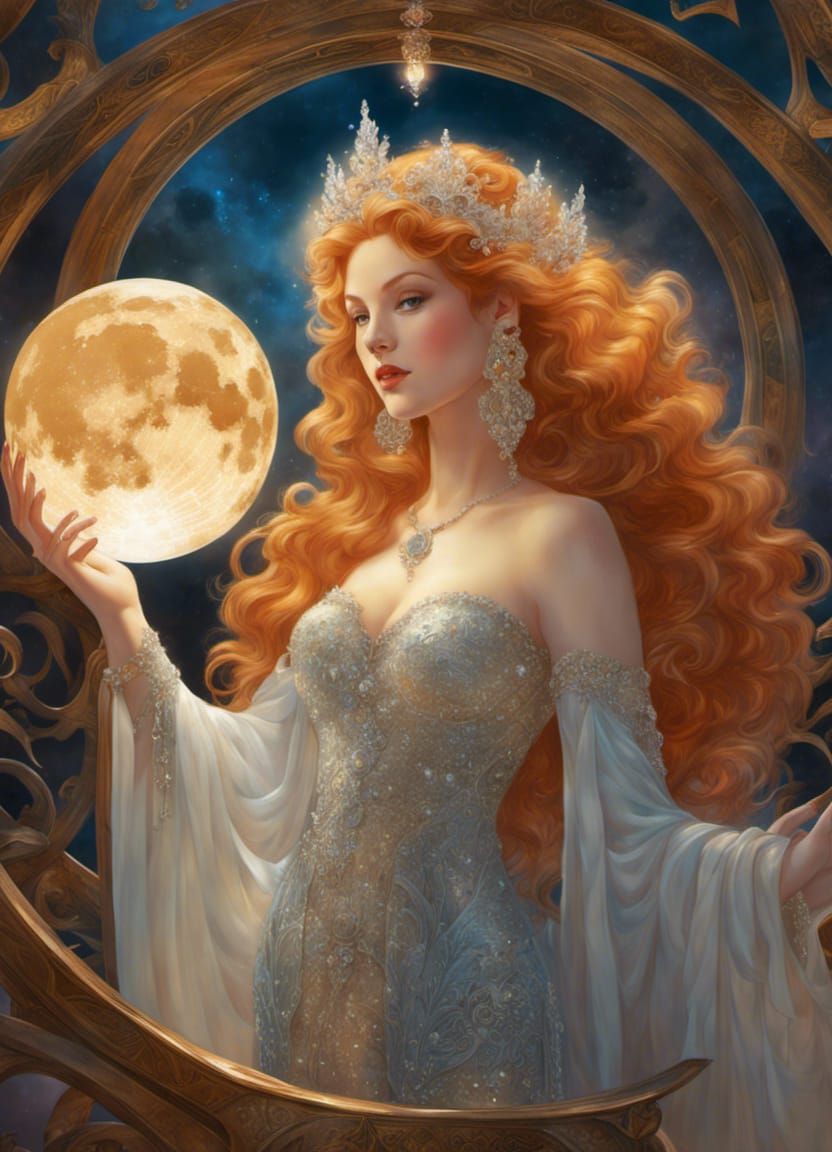 Crystal Enchantress with Crystal Ball, Digital Art