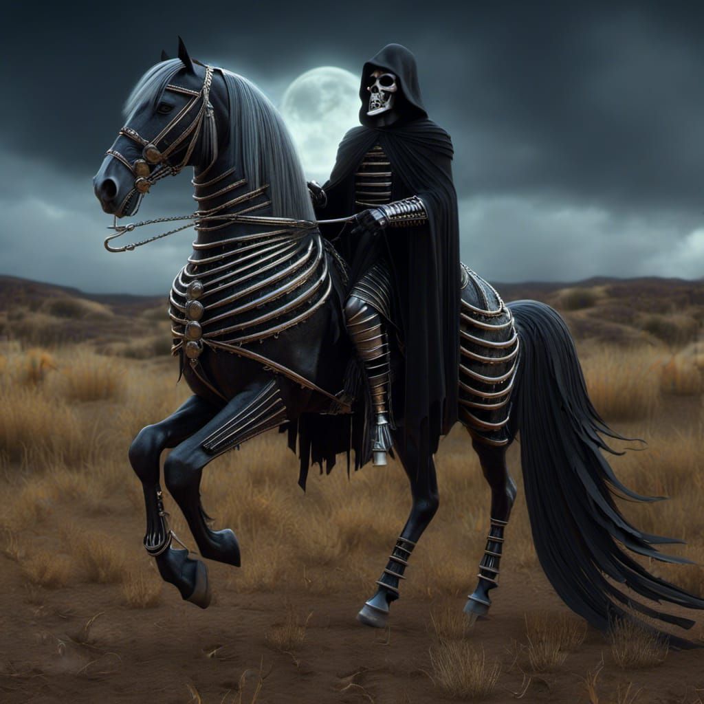 Grim Reaper Horse in Modern Art Style